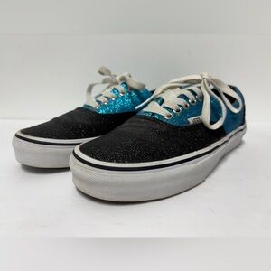 VANS Black Blue Glitter Old Skool Lace Up Sneakers Women’s Size 8 Men’s 6 1/2